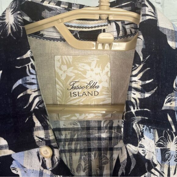 Tasso Elba Men's Hawaiian/Plaid  Button Up Shirt, Linen Cotton Size Small NWT - Picture 4 of 8